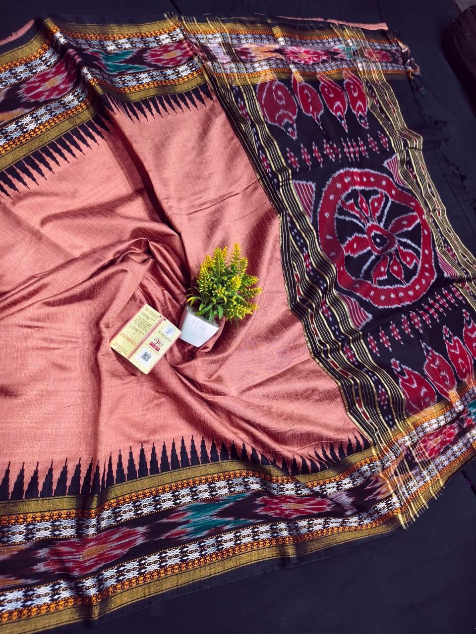 POCHAMPALLI DESIGNER Printed & DOLLA  SILK FABRIC SAREE - Sea Pink