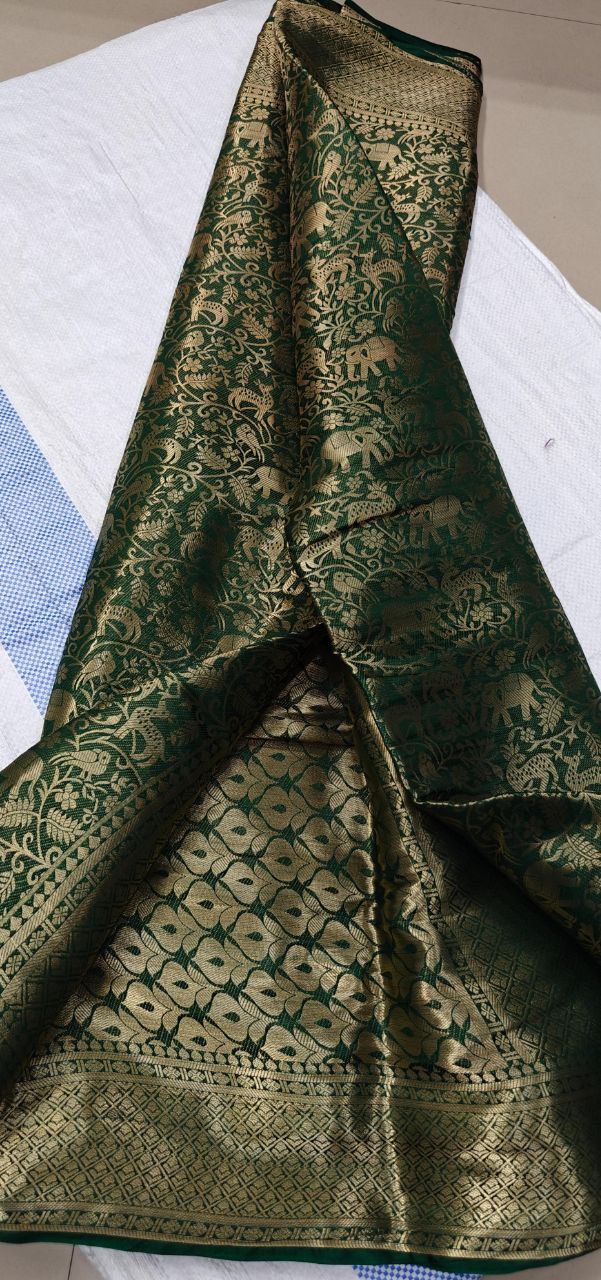 Pure Brocade Mysore Silk saree - Racing Green