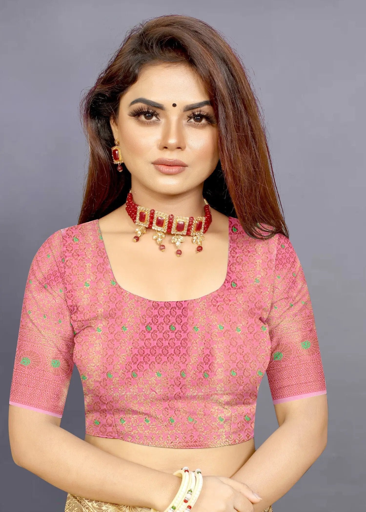 Designer Freehand Cotton Saree with Mina Border & Rich Pallu