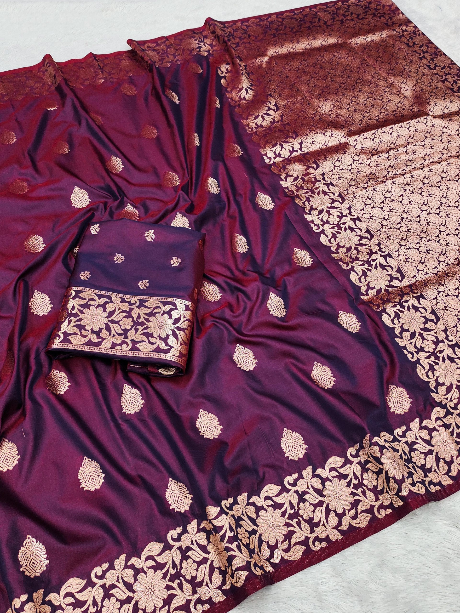 Designer Freehand Banarasi Silk Saree