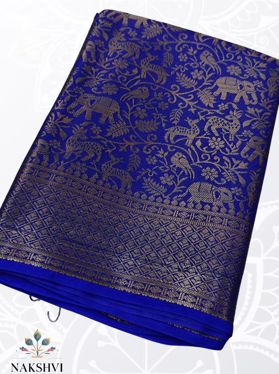 Pure Brocade Mysore Silk Saree - Navy Blue